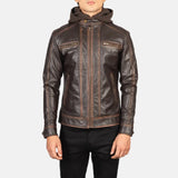 An attractive Men's Motorcycle Jacket, crafted from high-quality brown leather.