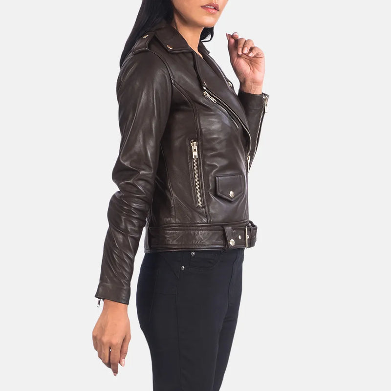 Embrace your inner fashionista with this brown leather jacket women, a timeless piece that will instantly elevate any outfit.