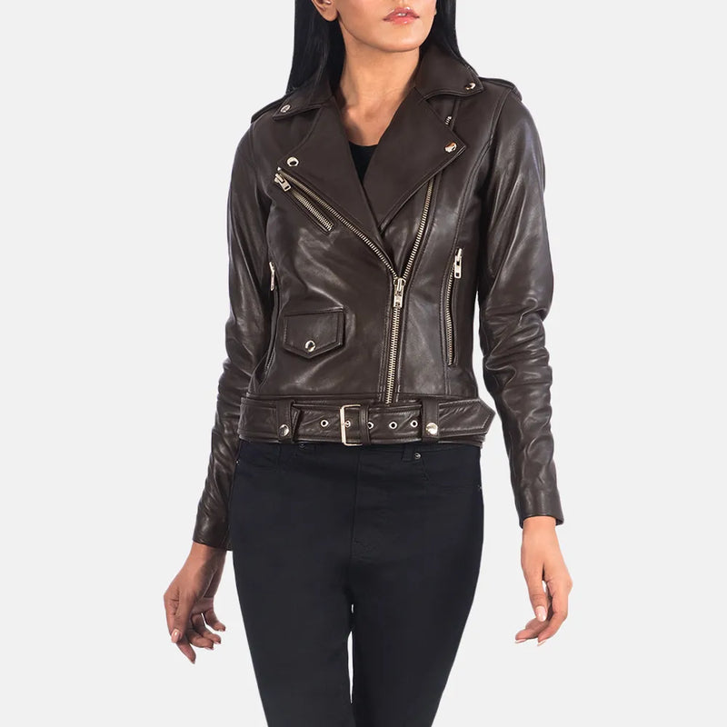 Embrace your inner fashionista with this brown leather jacket women, a timeless piece that will instantly elevate any outfit.