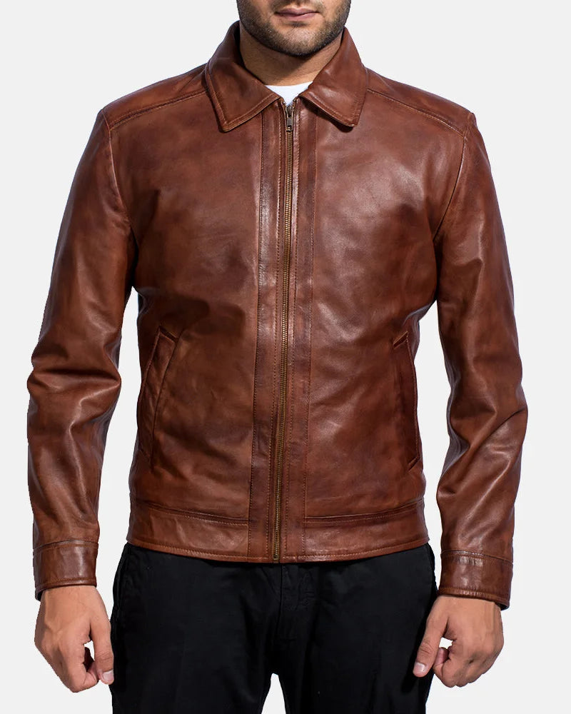 Brown quilted leather jacket, a timeless piece for your wardrobe.