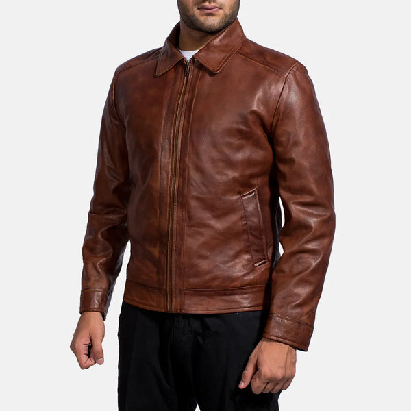 Brown quilted leather jacket, a timeless piece for your wardrobe.