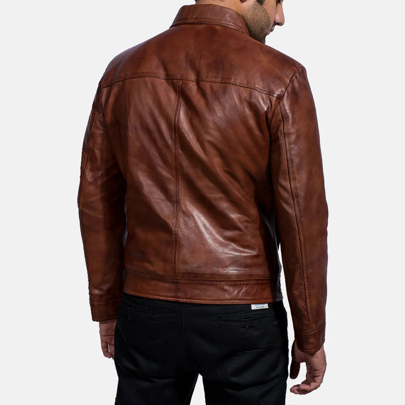 Brown quilted leather jacket, a timeless piece for your wardrobe.