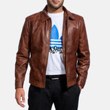 Brown quilted leather jacket, a timeless piece for your wardrobe.