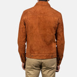 Brown suede jacket men, made from soft suede fabric.