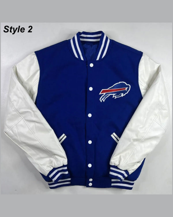 Buffalo Bills Blue and White Letterman Jacket