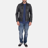 Elevate your fashion game with this black calfskin leather jacket. A must-have for any stylish wardrobe.