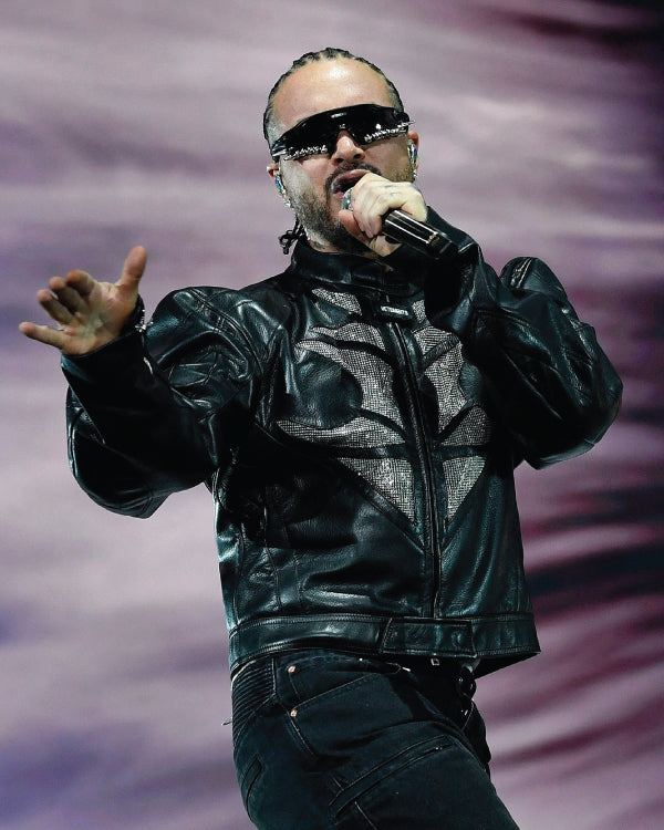 J Balvin Coachella 2024 Black Leather Jacket