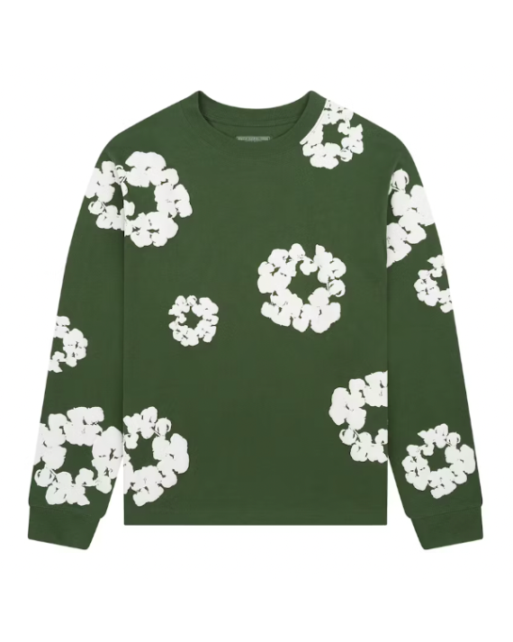 Denim Tears Long Sleeve Cotton Wreath T-Shirt Green