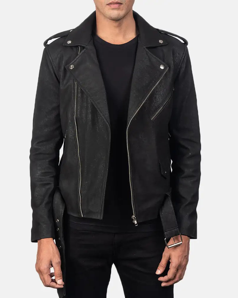 The black leather biker jacket men is stylish and made of smooth, silky leather that is pliable.