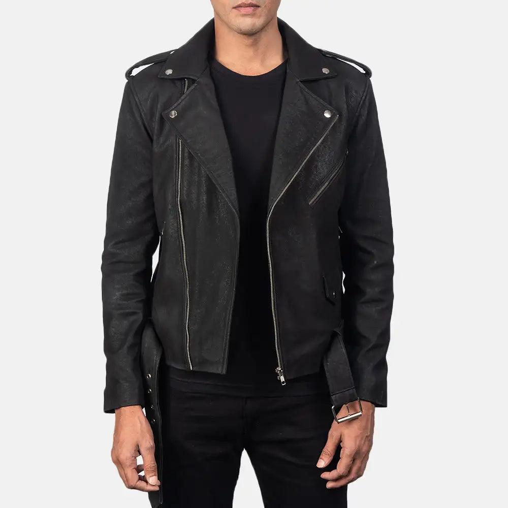 The black leather biker jacket men is stylish and made of smooth, silky leather that is pliable.