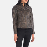 Improve your look with this women's distressed brown leather jacket, made of high-quality leather for a timeless and fashionable appearance.