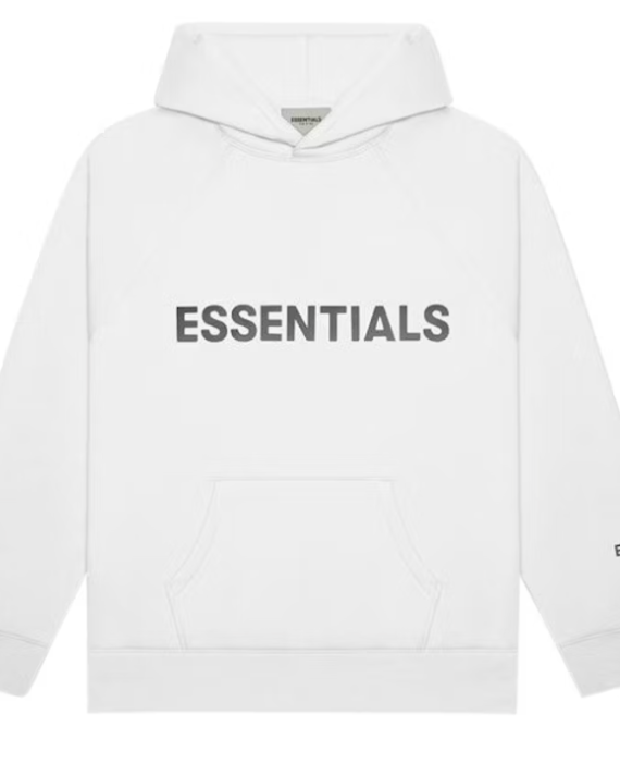 Fear Of God Essentials 3D Silicon Applique Pullover Hoodie White