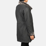 A chic Female trench coat made from leather, ideal for a fashionable and cruelty-free look.