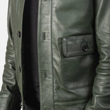 A stylish men's green bomber jacket, perfect for any occasion.