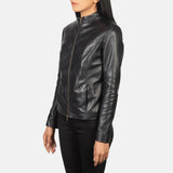 A sleek leather jacket black crafted from genuine leather is the epitome of style and sophistication.