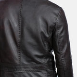 A man wearing a black leather jacket, also known as a Leather Jacket Blazer Men's.