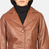 Genuine leather trench coat women's, perfect for any occasion.