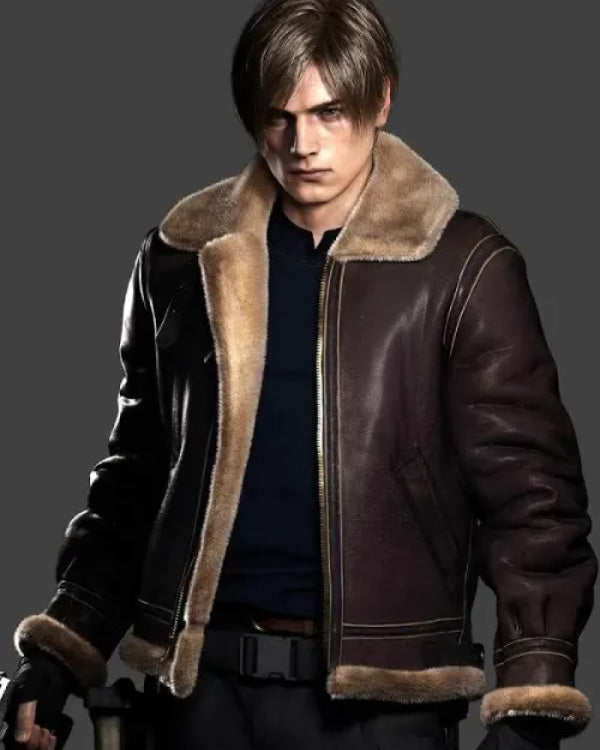 Leon Kennedy Resident Evil 4 Shearling Jacket