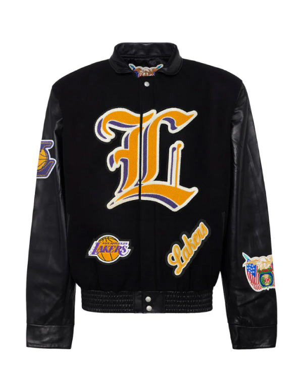 Los Angeles Lakers Black Wool & Leather Jacket