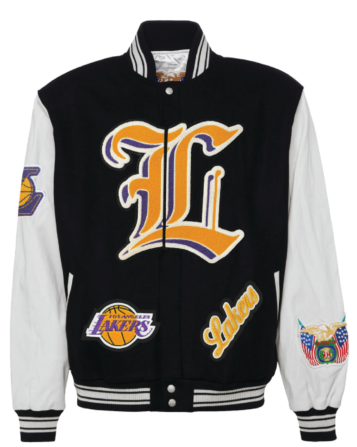 Los Angeles Lakers White Wool & Leather Jacket