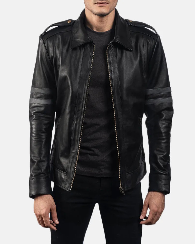 Embrace the edgy vibe with this leather men's biker jacket black, perfect for a rebellious look.