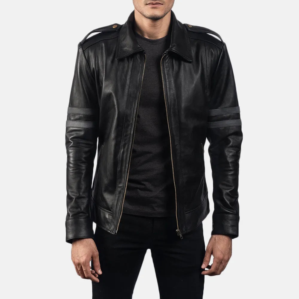 Embrace the edgy vibe with this leather men's biker jacket black, perfect for a rebellious look.