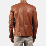 A stylish Brown Biker Jacket Men's, crafted from genuine leather for that authentic and rugged look.
