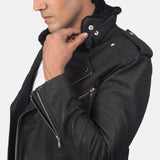 Classic men's black leather jacket, a timeless addition to your wardrobe.