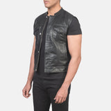 Black leather vest made from real leather, Men's Moto Jacket