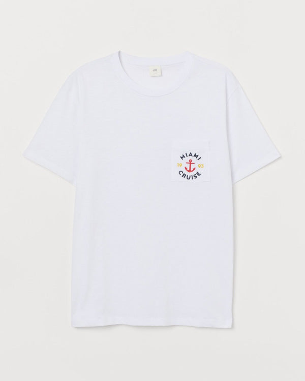 Miami White T-Shirt Chest Pocket