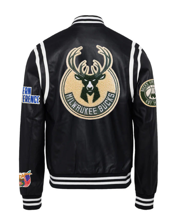 Milwaukee Bucks Black/White Vegan Leather Jacket