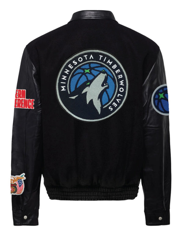 Minnesota Timberwolves Black Leather Jacket Black