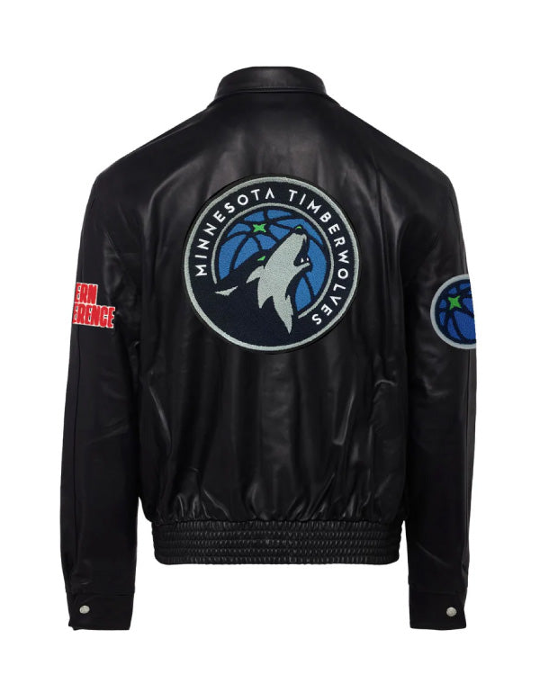 Minnesota Timberwolves Full Black Leather Jacket