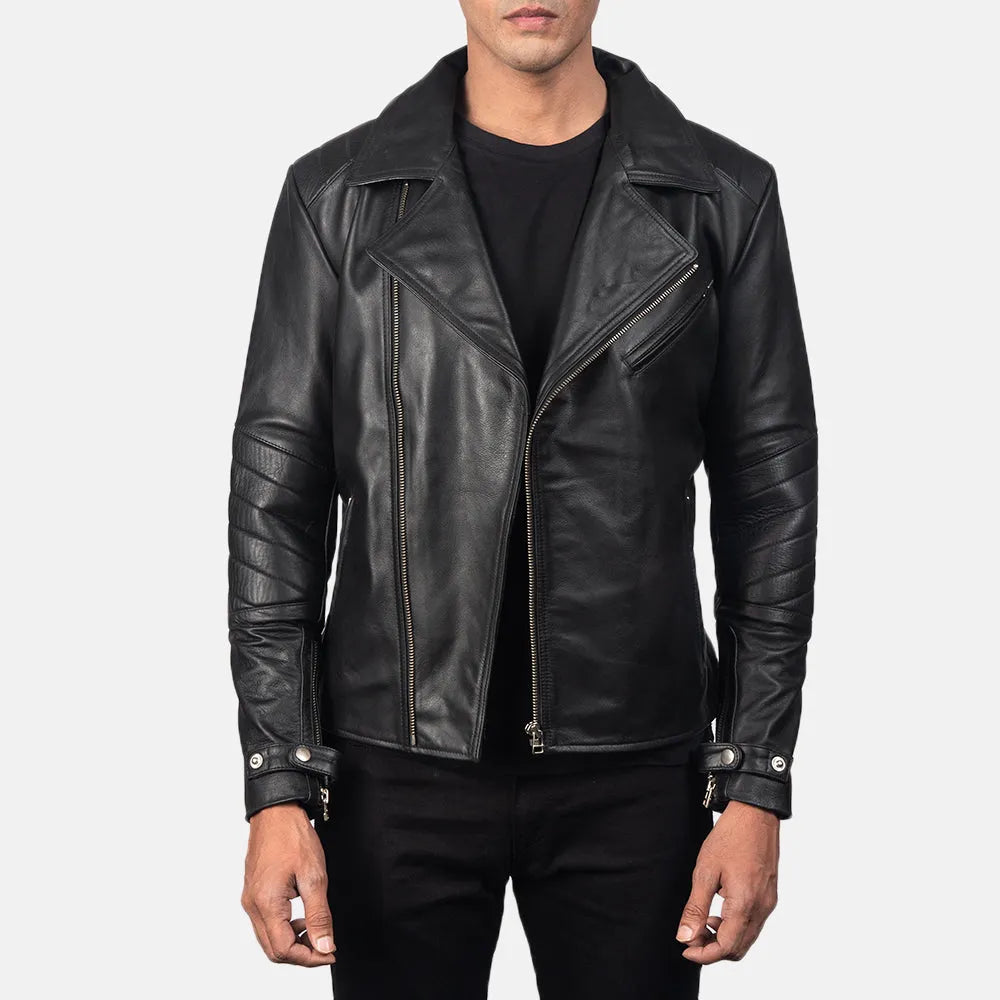 Rev up your style with this leather motor bike jacket in black. Crafted from high-quality materials, it's the ultimate biker's essential.