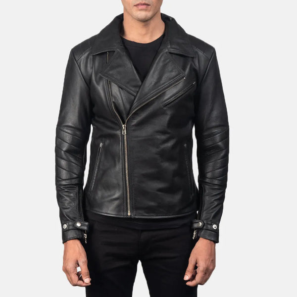 Rev up your style with this leather motor bike jacket in black. Crafted from high-quality materials, it's the ultimate biker's essential.