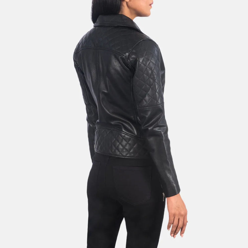 Stylish black leather motorcycle riders jacket made from genuine leather.