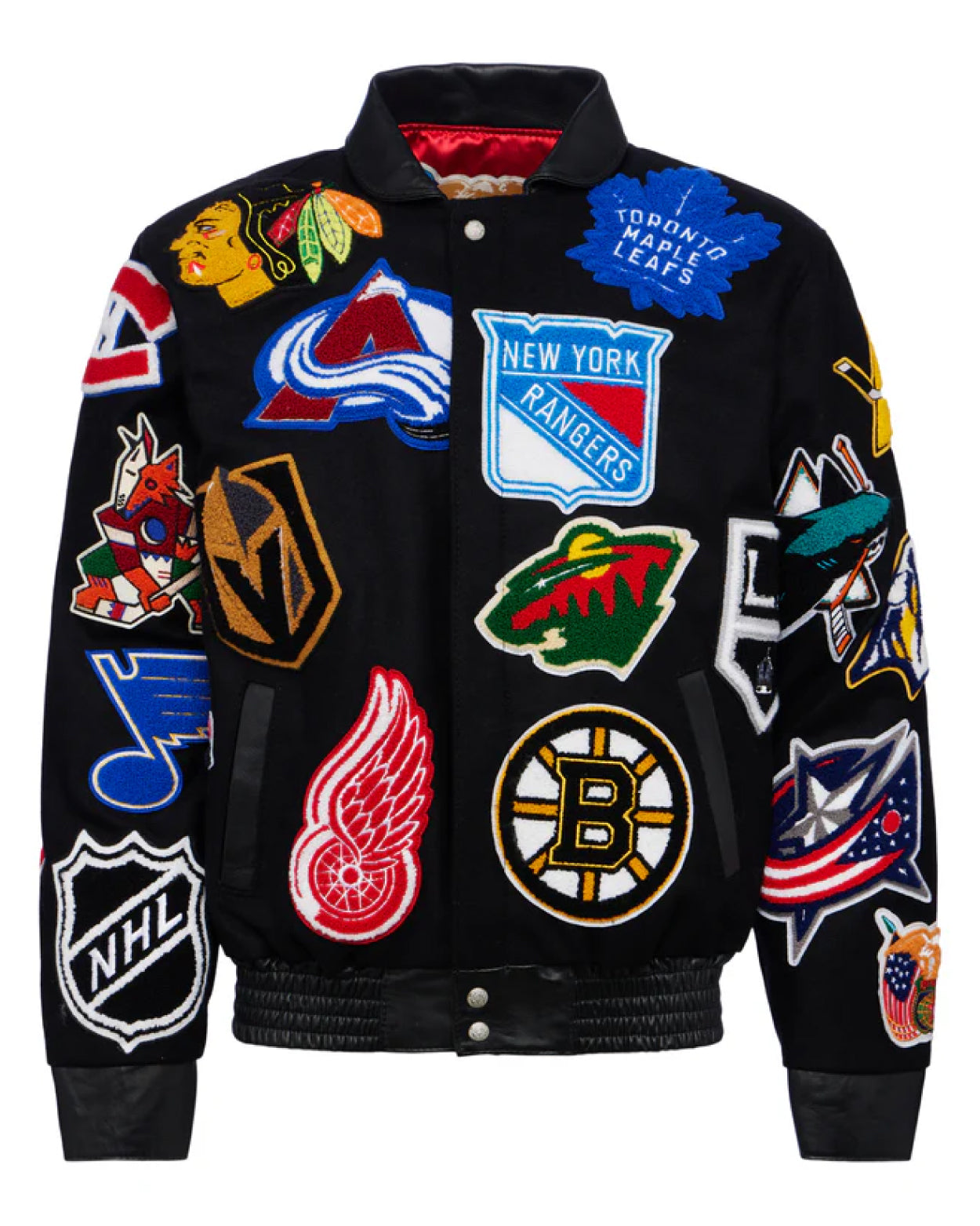 NHL Collage Black Vegan Leather Jacket