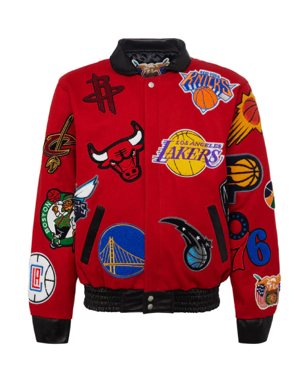 NBA Collage Wool & Leather Jacket