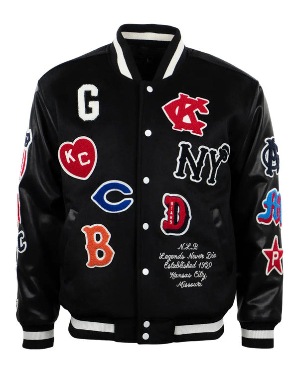 Negro League Baseball Allover Black Varsity Jacket