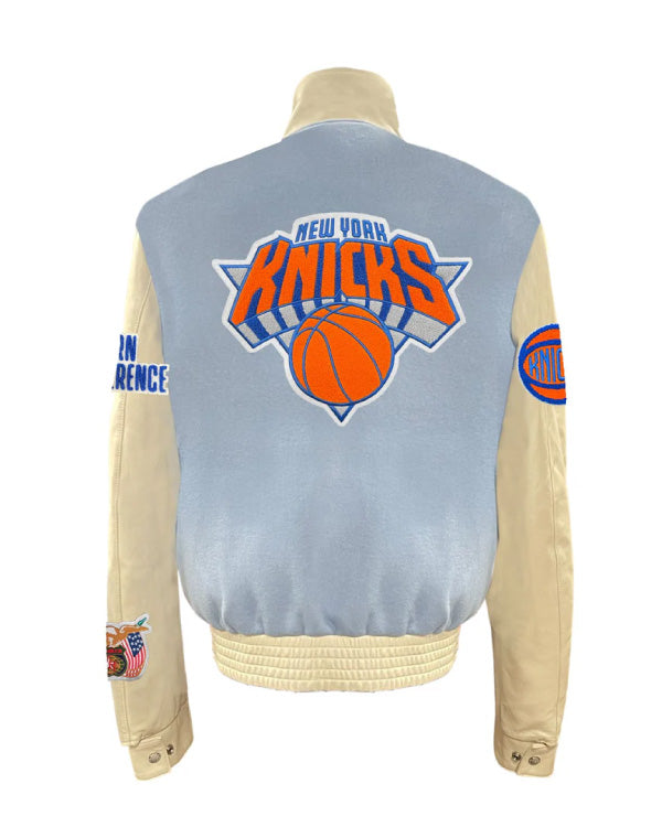 New York Knicks Baby Blue Wool & Leather Jacket