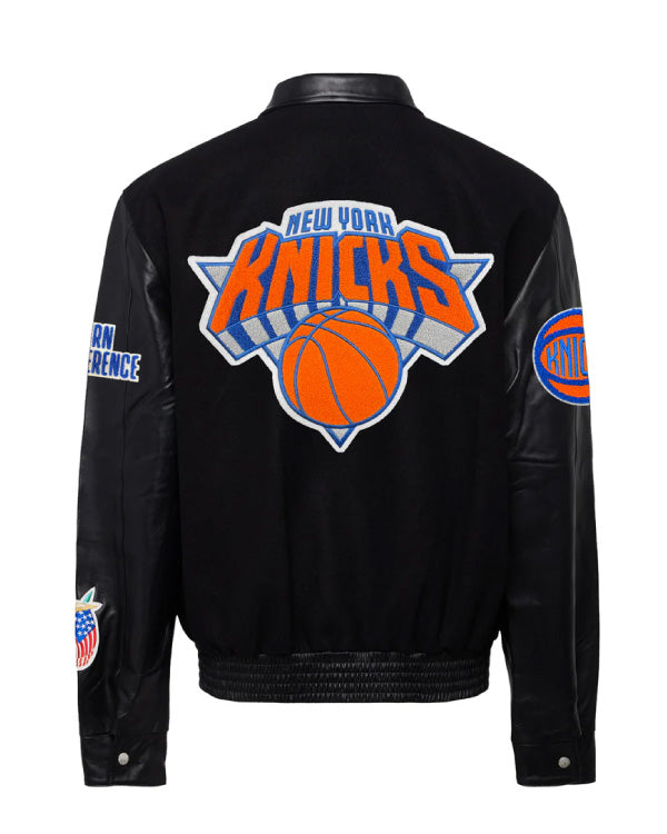 New York Knicks Black Wool & Leather Jacket