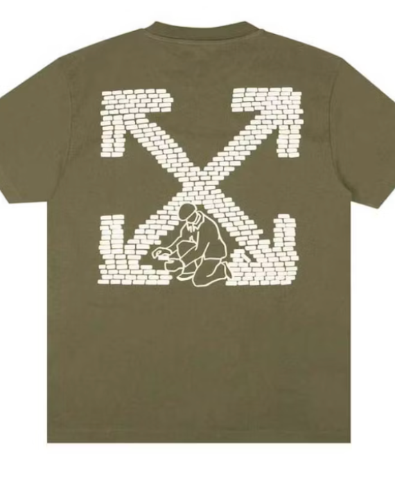 Off-White Bricks Arrow Slim S/S Tee Army Green