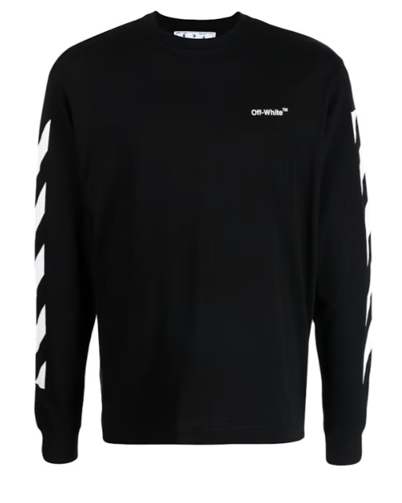 Off-White Diagonal Helvetica Long Sleeve T-Shirt Black/White