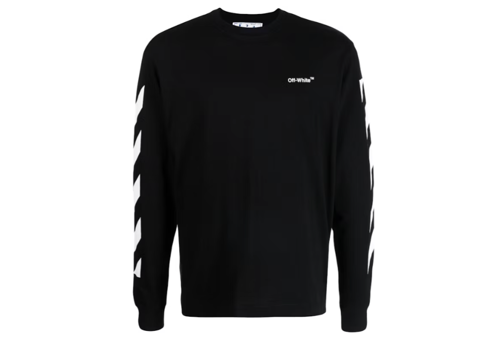 Off-White Diagonal Helvetica Long Sleeve T-Shirt Black/White