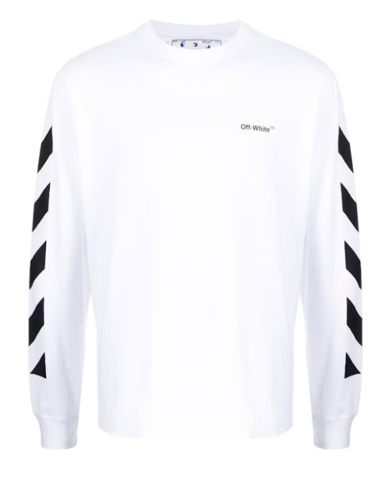 Off-White Diagonal Helvetica Long Sleeve T-Shirt White/Black