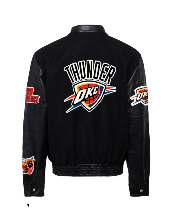 Oklahoma City Thunder Black Wool & Leather Jacket