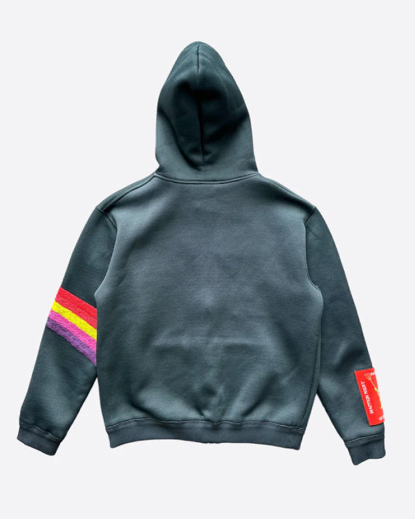 Oz Black Embroidered Zip Up Hoodie