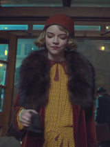 Anya Tay­lor-Joy Peaky Blind­ers S05 Fur Collar Red Coat