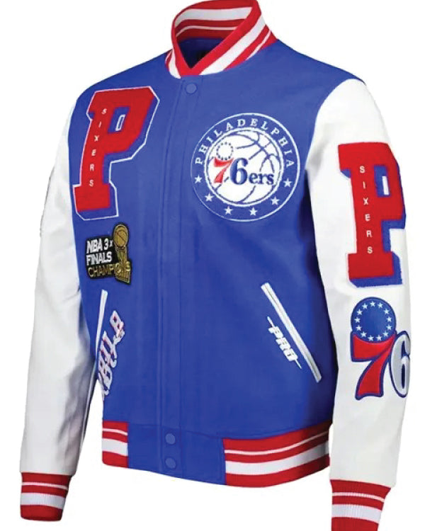 Philadelphia 76ers Mash Up Capsule Royal Varsity Jacket