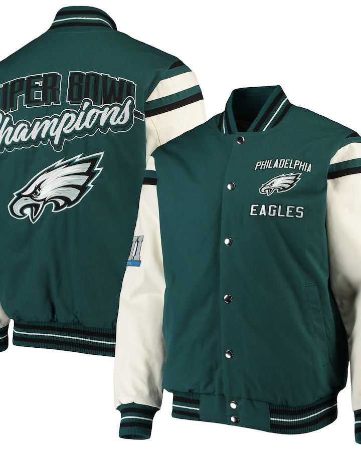 Philadelphia Eagles Green And White Full-snap Varsity Jacket